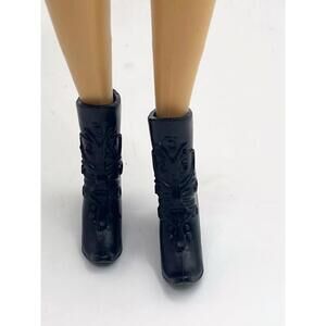 Barbie Boots~ Black Embossed High Heel Biker Style